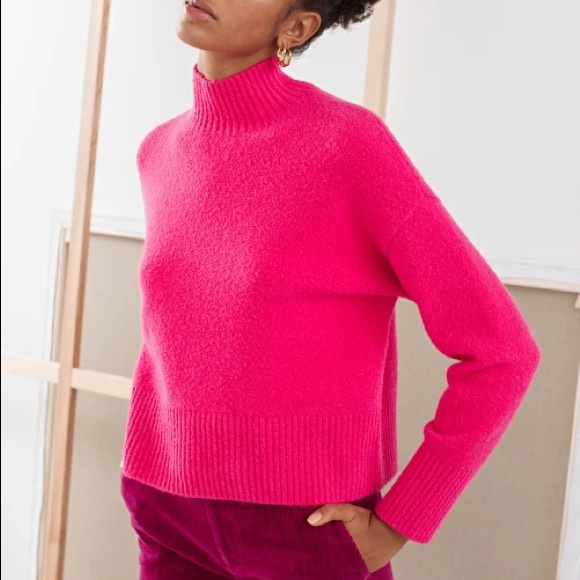 Stories Hot Pink Mock Neck Sweater 